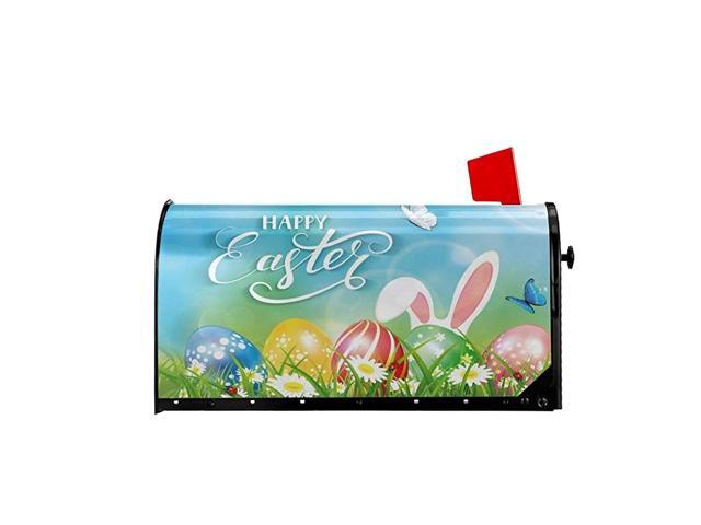 Easter Bunny Ears Butterfly Sping Flowers Mailbox Covers Magnetic Mailbox Wraps Post Letter Box Cover Standard Oversize 255x21 Mailwrap Garden Home