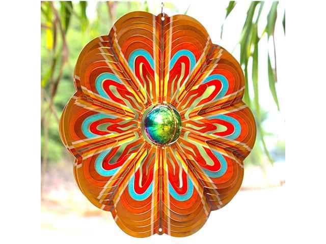 Wind Spinners Outdoor Metal Garden Wind Spinner 12 Inch SS with Unique Mirror Ball for Yard Outdoor Hanging 3D Decor for Patio or Porch
