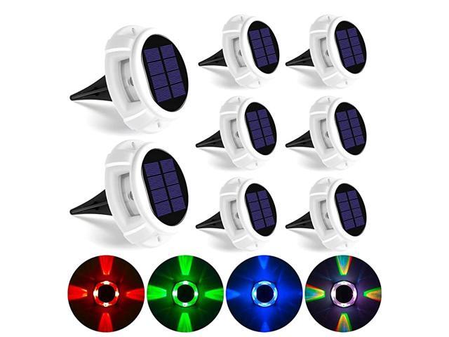 Solar Deck Lights Outdoor Solar Ground Lights with 5 Lighting Modes Bright RGB Color Waterproof Disk Lights for Dock Garden Ground Stair Driveway