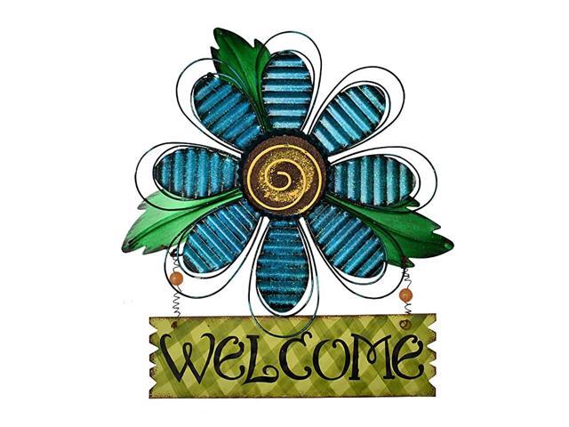 Welcome Sign for Front Door Decor Hanging Sign Metal Flower Welcome Door Sign Wall Art Decor Hanging for Indoor Outdoor Patio Garden Yard Sign