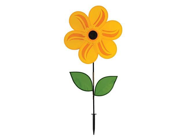 2777 Yellow Sunflower Wind Spinner with Leaves 19 Inch