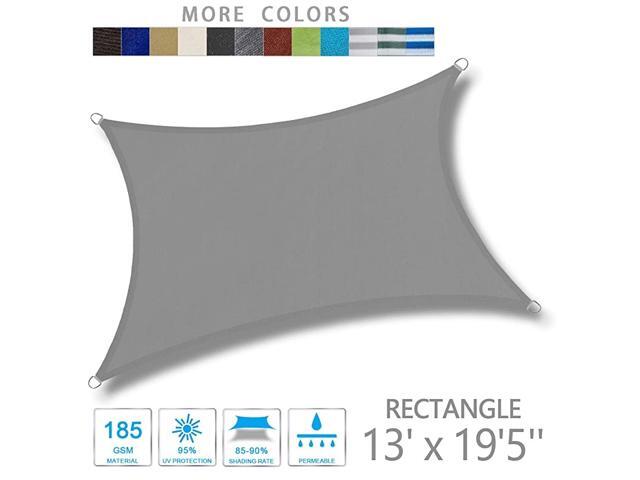 13 x 195 Rectangle Dark Grey Sun Shade Sail Canopy UV Block Awning for Outdoor Patio Garden Backyard