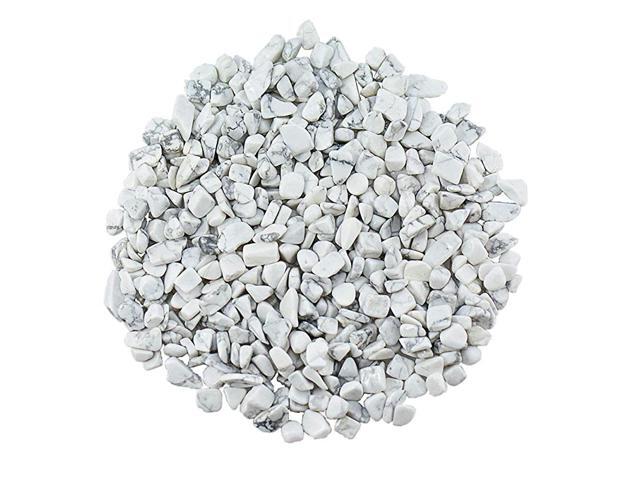 Howlite Tumbled Chips Stone Crushed Crystal Quartz Irregular Shaped Stones for Home Decorative Stones Vases Plants Succulents Cactus 1pound About