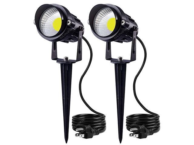 Outdoor Landscape LED Lighting 12W Waterproof Graden Lights COB Led Spotlights with Spiked Stand for Lawn Decorative Lamp US 3 Plug 6500K Daylight