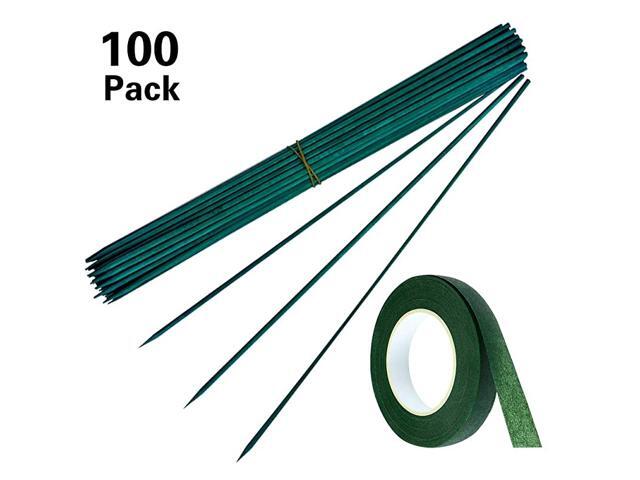 Green Wood Plant StakeGarden Stakes Floral Picks Floral Plant Support WoodenWooden Sign Posting Garden Sticks and 30 Yard Dark Green Flower Paper