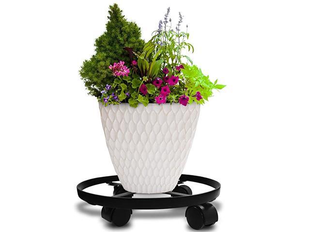14quot Metal Plant Caddy Heavy Duty Iron Potted Plant Stand With Wheels Round Flower Pot Rack on Rollers Dolly Holder on Wheels Indoor Outdoor