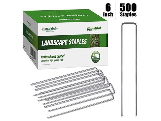 6 Inch Garden Stakes Galvanized Landscape Staples 11 Gauge 500 Pack Heavy Duty Sod Pins Fence Stakes for Anchoring Weed Barrier Fabric Ground Cover