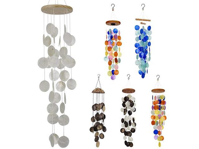 Capiz Shell Wind Chimes Outdoor Unique Memorial Handmade Chimes Hanging Windchimes Unique Memory Gifts for mom Best Friends Grandma Sea Shell Beach