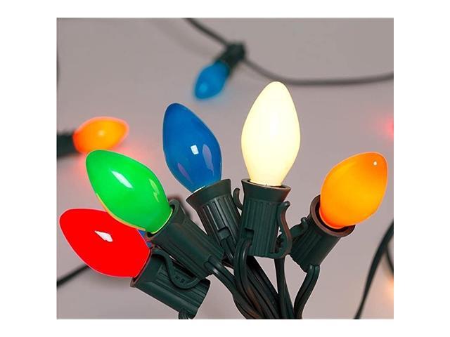25Ft Incandescent C7 Ceramic Multicolor Outdoor and Indoor String Light for HolidaysChristmasPromPartyWedding etc25 Ceramic C7 Light Plus 2 Extra