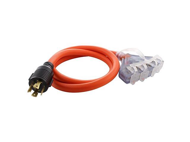 L1430 30Amp 4Prong Locking Generator Distribution Cord 5FT L1430 to Four 1520A Household