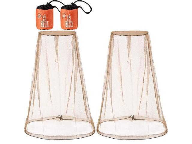 2 Pack Head Net Face Mesh Head Cover for Outdoor Lovers Protect from Fly Screen Mosquito Gnat and Other Flies Big Size Khaki