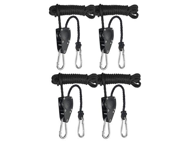 GLROPEMG4X2A 2Pair 14 Inch 8Feet Long Heavy Adjustable Duty Rope Clip Hanger Reinforced Metal Black