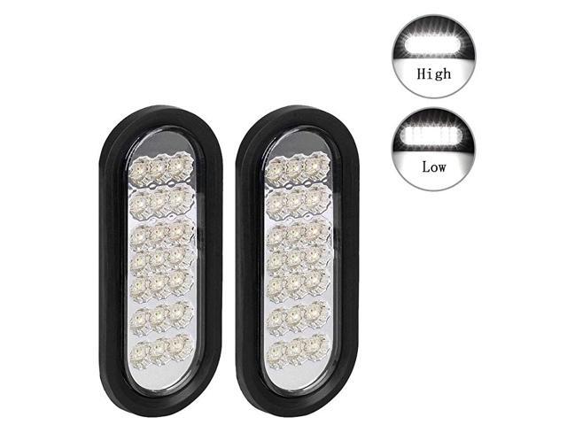 2Pcs 6quot Oval Trailer Lights White 21 LED Stop Turn Tail Light Backup Lights Trailer Reverse Lights for RV Truck Boat Trailer Waterproof Grommet