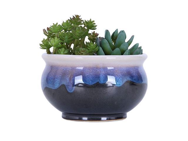 Large Ceramic Succulent Pot Multicolor Colorful Flowing Glazed Indoor Home Décor Cactus Flower Bonsai Pot Planter Container Candle Holder Ring Bowl