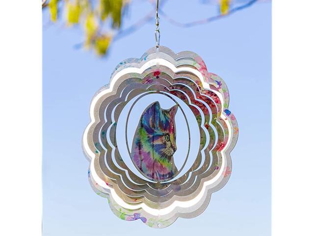 Kinetic 3D Metal Outdoor Garden Decor Wind Spinner Colorful Cat