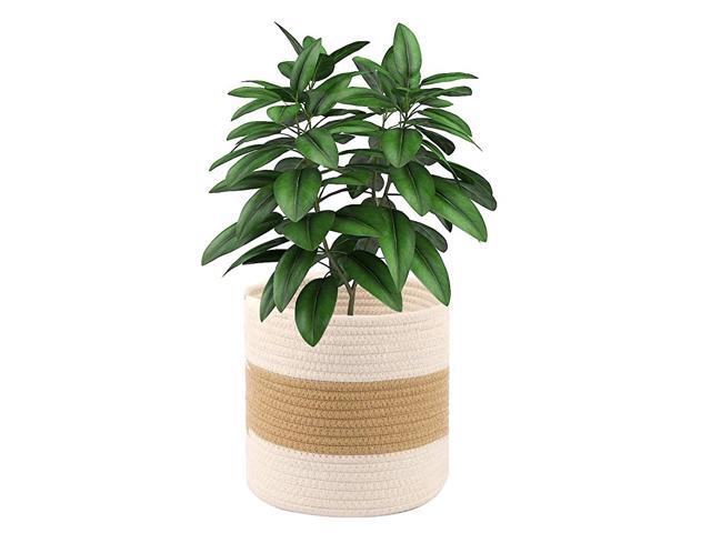 Cotton Rope Plant Basket Modern Woven Basket Pot Indoor Planter Up to 8 Inch Pot Storage Organizer Basket Rustic Home Décor 85x85 Brown Stripes