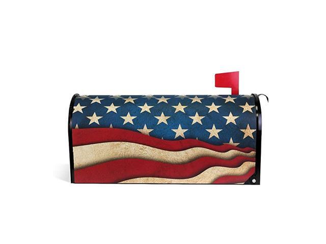 Vintage American Flag Magnetic Mailbox Cover USA Flag Mailbox Wrap Home Decorative for Large Size 255L x 208W