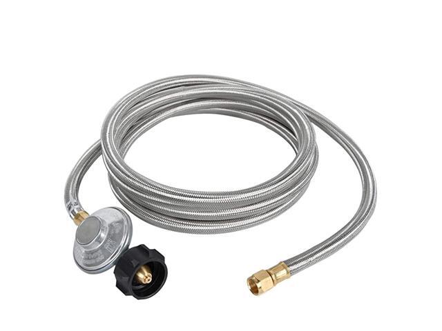 6 Feet Propane Regulator and Hose Universal Grill Regulator Replacement with Stainless Steel Braided Hose for QCC1 Low Pressur LP Gas Grill Heater
