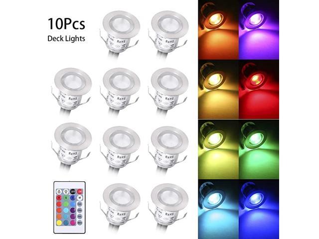 Recessed LED Deck Light 16 RGBW Colors4 Lighting Modes Remote Control Creating Romance Atmosphere Colorful Home IP67 Deck Lights Ideal for Garden