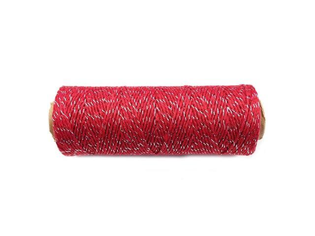 4Ply Cotton Bakers Twine 110Yard RedMetallic Silver