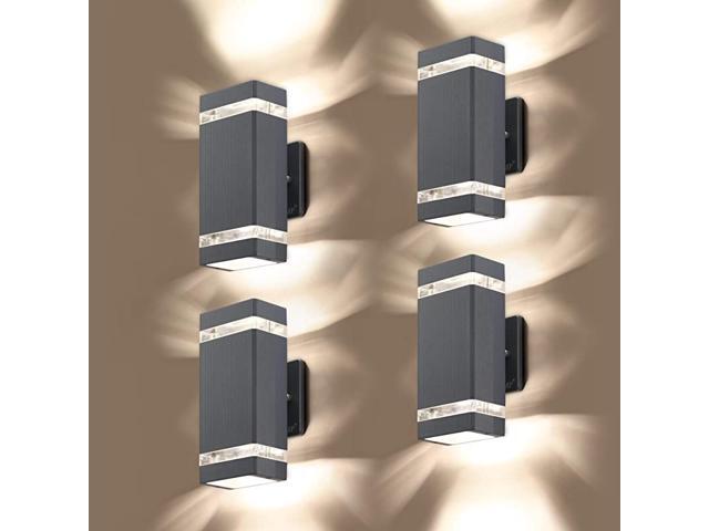 4 Pack LED Square Up and Down Lights Outdoor Wall LightBody in Aluminum Waterproof Outdoor Wall Lamps3000k 5W with Certificate ETL