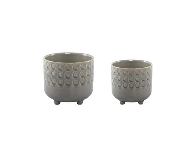 6 in amp 475 in Rainbow Ceramic Footed PlanterMatte Peach Pink Set of 2