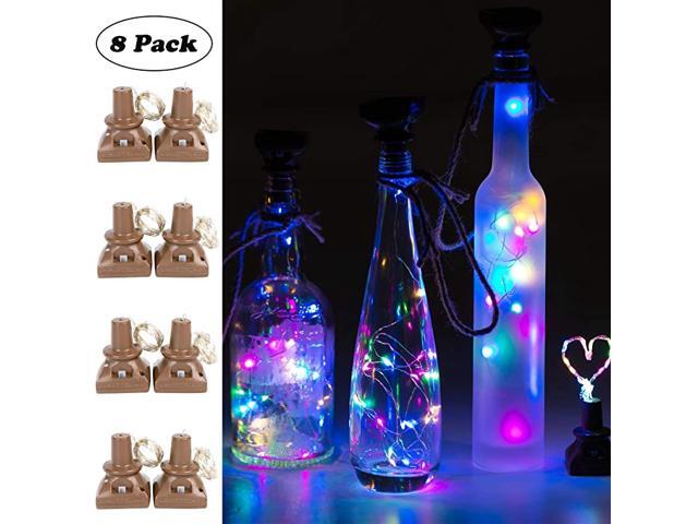 8 Pack Solar Powered Wine Bottle Lights 20 LED Colored Starry Cork Lights Fairy Cork String Craft Lights for Wedding Christmas Outdoor Holiday