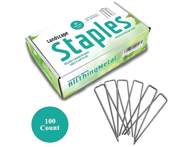 Galvanized Garden Stakes Landscape Staples 100 Pack 6 Inch Sod and Fence Stake Sturdy Rust Resistant Gardening Supplies for Anchoring Landscaping