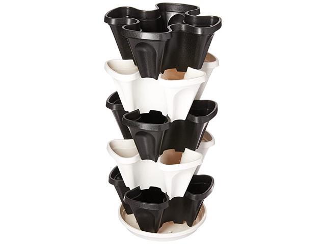Tier Black amp Grey Stackable Strawberry Garden Vertical Gardening Planter Set