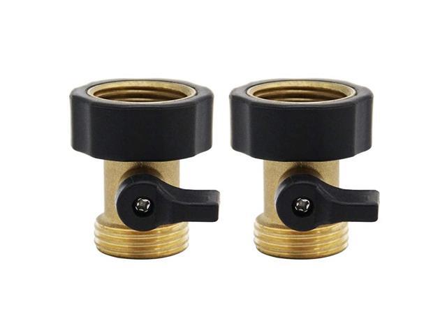 Heavy Duty Brass Shut Off Valve Garden Hose Connector Set of 2 TWIS3001