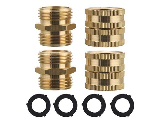 Garden Hose Adapter Male to Male Female to Female 34 Inch Brass Connector 4Pack with Extra 4 Washers