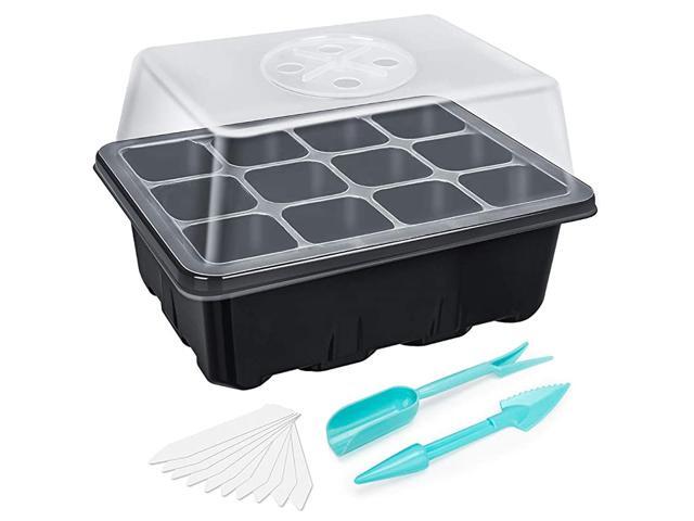 Cells Seed Trays Seedling Starter Tray Humidity Adjustable Plant Starting Kit with Dome and Base Greenhouse Grow Set Mini Propagator for Seeds