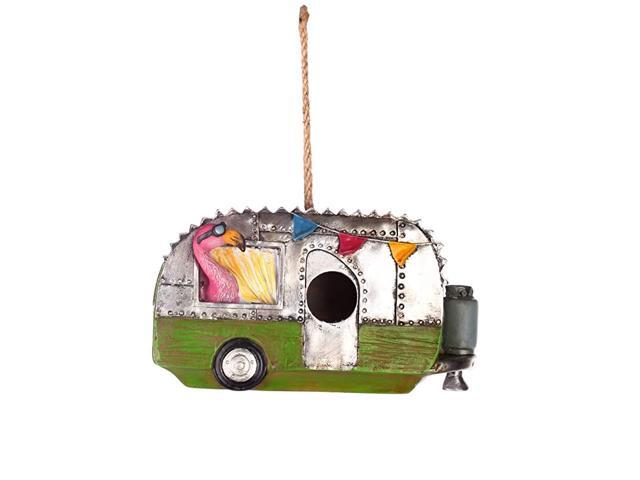 Camper Hanging Birdhouse Green Touring Car Bird House