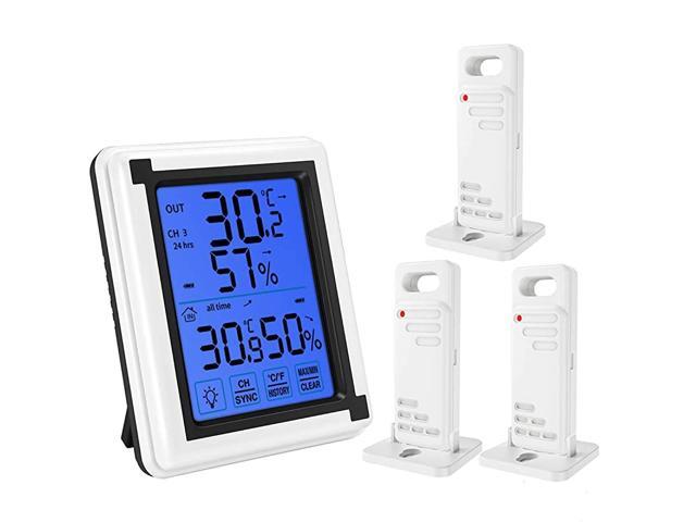 Indoor Outdoor Thermometer Digital Hygrometer Thermometer with 3 Sensor Humidity Monitor Wireless with Touchscreen Backlighty Humidity Gauge for