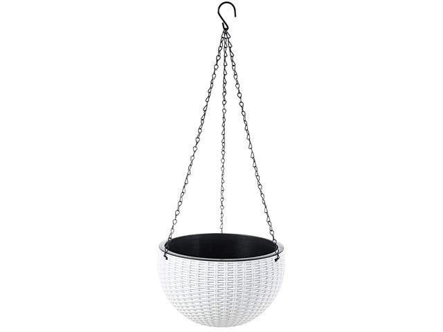 102 Dualpots Design Hanging Basket Planters SelfWatering Indoor Outdoor Hanging Flower Plant Pot with Drainer and Chain White