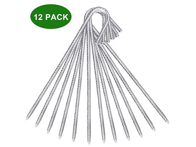173 inch Galvanized Steel Rebar Stakes J Hook Tent Stakes J Hook Heavy Duty Metal Stakes for Ground Stakes Swing Set Anchors Garden Stake Hook