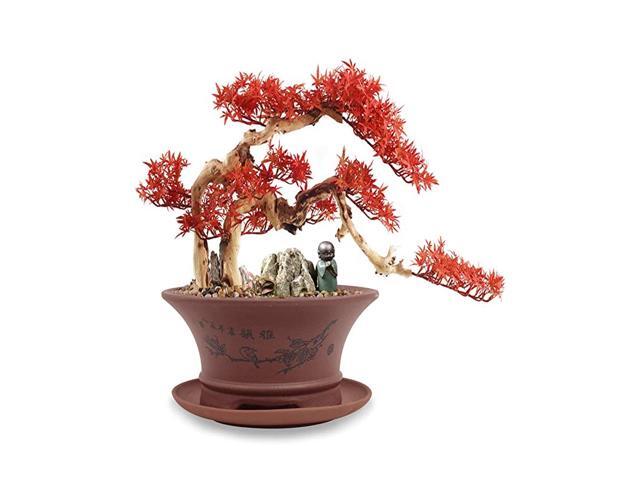 54quot Bird on Branch Zisha Bonsai PlanterSucculent PotFlower Pot w Saucer Brown