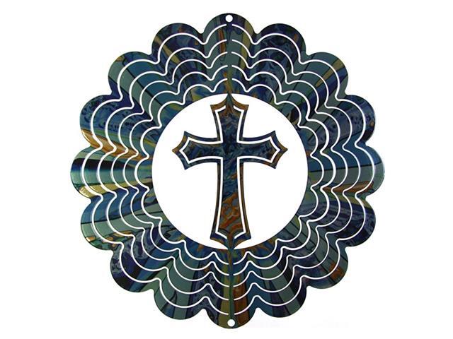 Medium Blue Cross Wind Spinner
