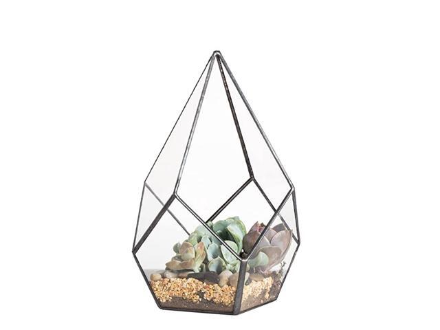 Artistic Clear Glass Geometric Terrarium Foursurfaces Diamond Succulent Fern Moss Air Plant Flower Pot Office Desktop Box Window Display Planter