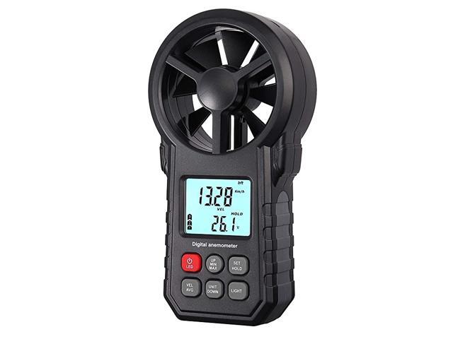 Anemometer Digital Wind Speed Meter Air Flow Velocity Measure Thermometer with Backlight for RC Drones Helicopter Sailing Surfing Etc