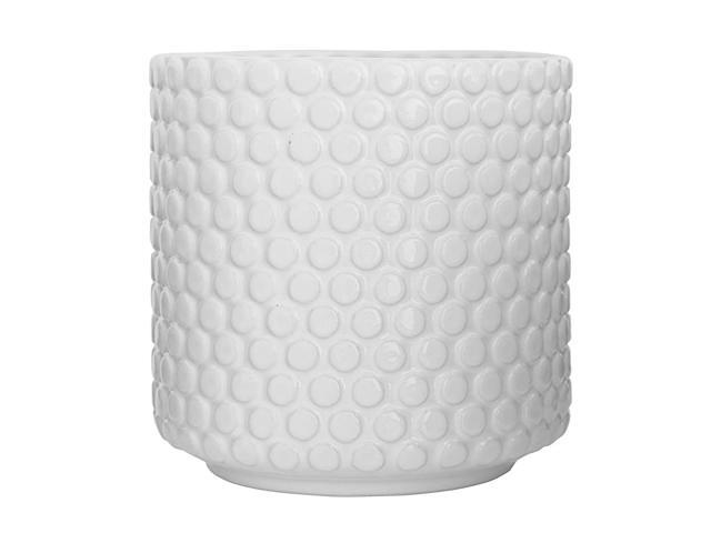 Stoneware Pot with Raised Polka Dot Design White