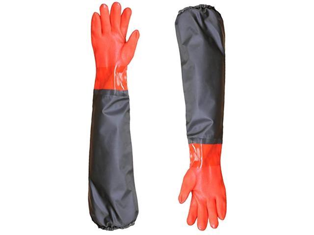 Working Durable Waterproof PVC Knitted Gloves with Cotton Lining Fishing Operation Resistant Garden Gloves Agricultural GlovesLarge Gloves