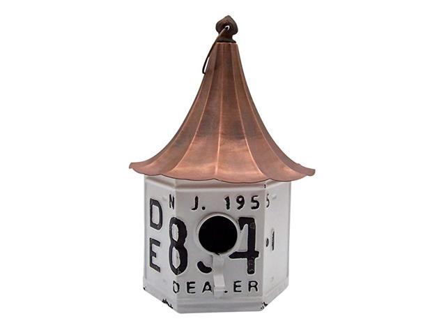 Rustic Metal Vintage Syle License Plate Birdhouse for Outside 13 Inches
