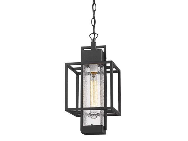 Outdoor Pendant Light Fixture 1 Light Exterior Hanging Lantern Porch Light 14quot Outside Lighting for House in Black Finish with Bubble Glass Lamp