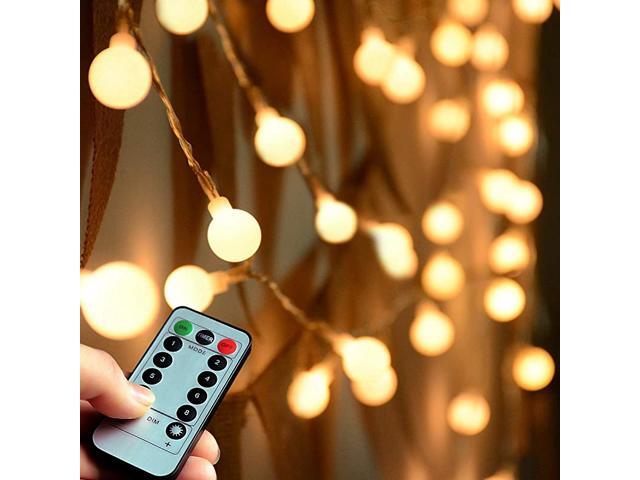 Remote and Timer 100 LED Warm White Globe String Lights Outdoor Waterproof Battery Powered LED Starry Light Fairy Light for Patio Umbrella Garden