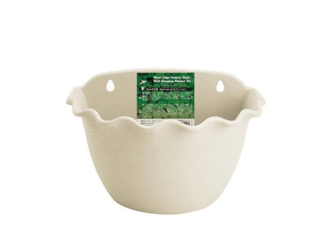 Wall Planter Hanging Flower Plant Pot Indoor or Outdoor Container Gardening Wave Edge Pottery StyleBeige 3044