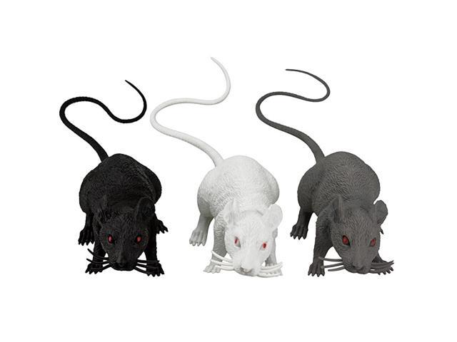 Halloween D cor Set of 3 Realistic Looking Spooky Mice Rats Super Large Mouce for Best Halloween Decoration 3 Colors White amp Black amp Grey
