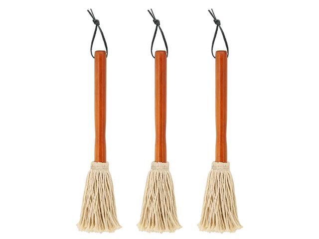 BBQ Basting Mops for Roasting or Grilling Apply Barbeque Sauce Marinade or Glazing Cotton Fiber Head and Natural Hardwood Handle Dish Mop Style