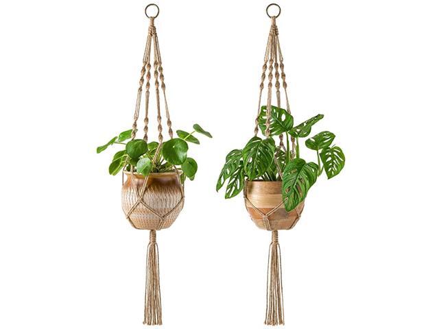 2 Pack Macrame Plant Hangers Indoor Hanging Planter Basket Decorative Flower Pot Holder Jute Rope for Indoor Outdoor Home Decor 4 Legs 40 Inch