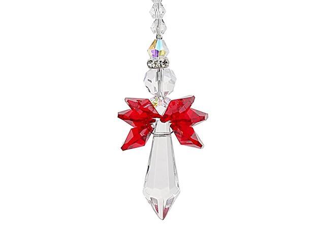 Rainbow Guardian Angel Crystal Suncatcher as HomeCar Decoration amp Porch Decor amp Hangings Crystal Glass Ornament Red